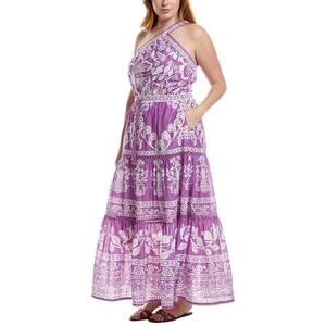 Farm Rio Sweet Garden One Shoulder Maxi Dress XL Purple